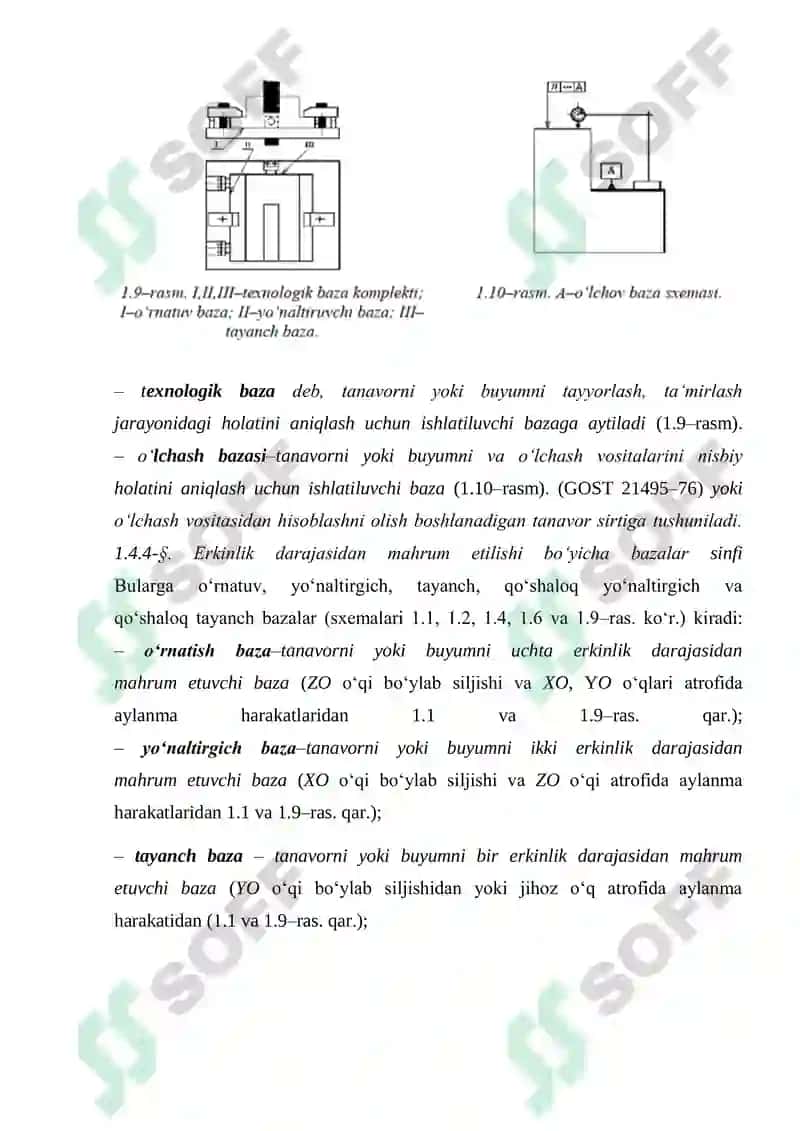 Detalga mexanik ishlov berish uchun texnologik bazalarni tanlash 8
