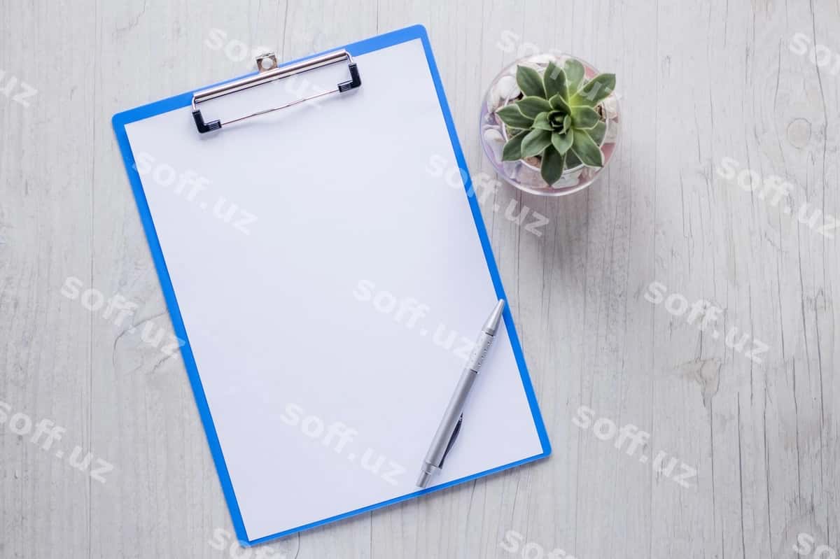 Ruchka doska bitkin yonida | Pen clipboard near plant 1