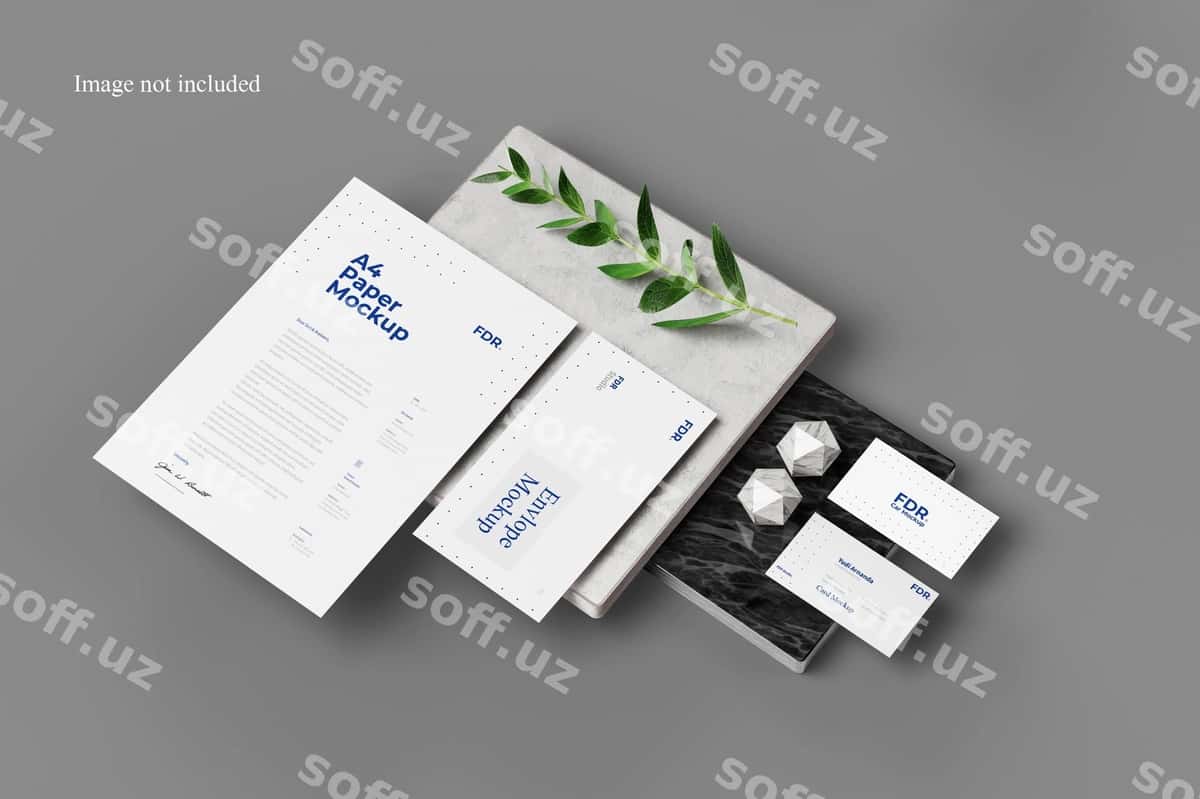 Perspektiva qog'ozlar namunasi | Perspective stationery mockup 1