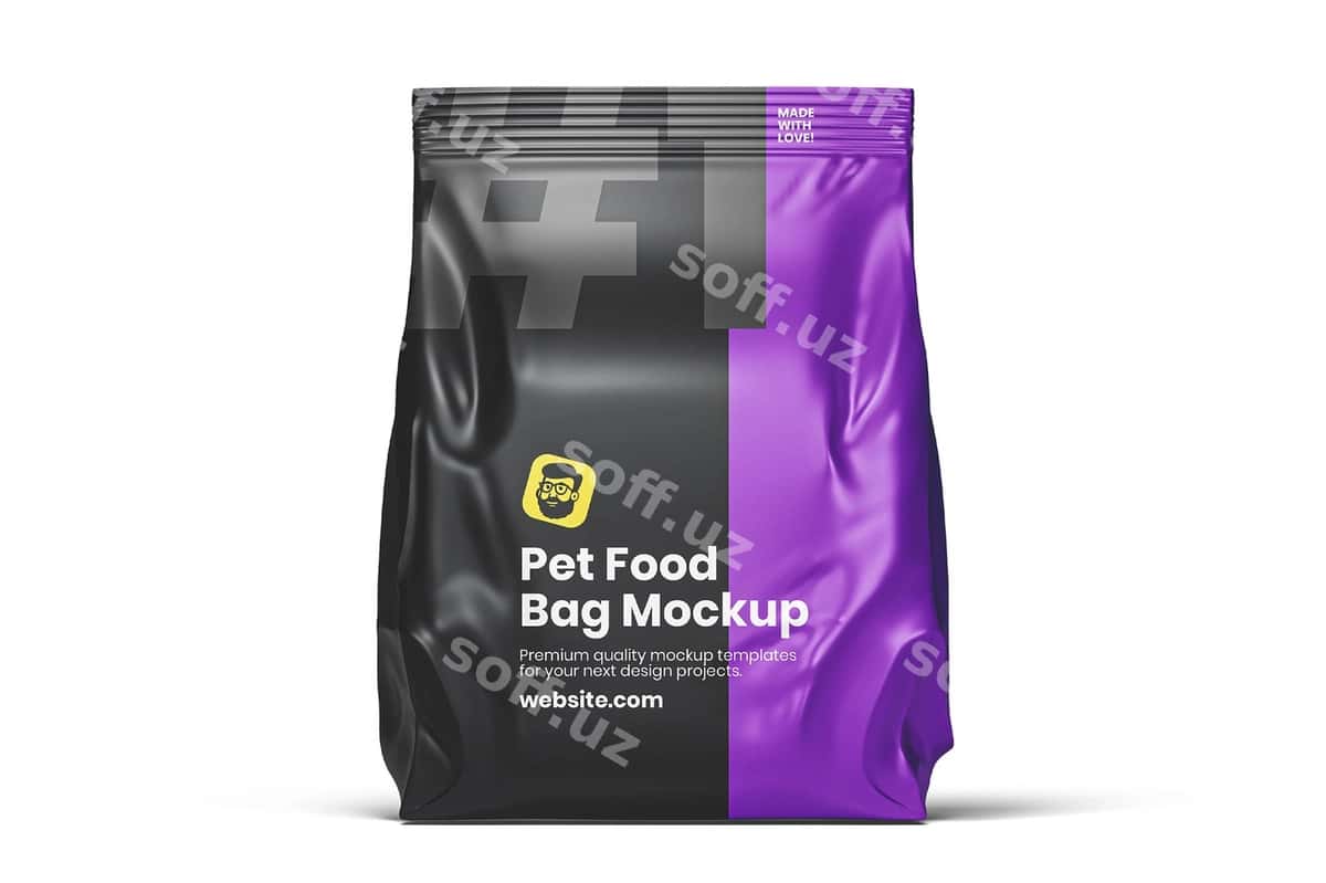 Hayvon uchun ovqat sumkasi namunasi | Pet food bag mockup 1