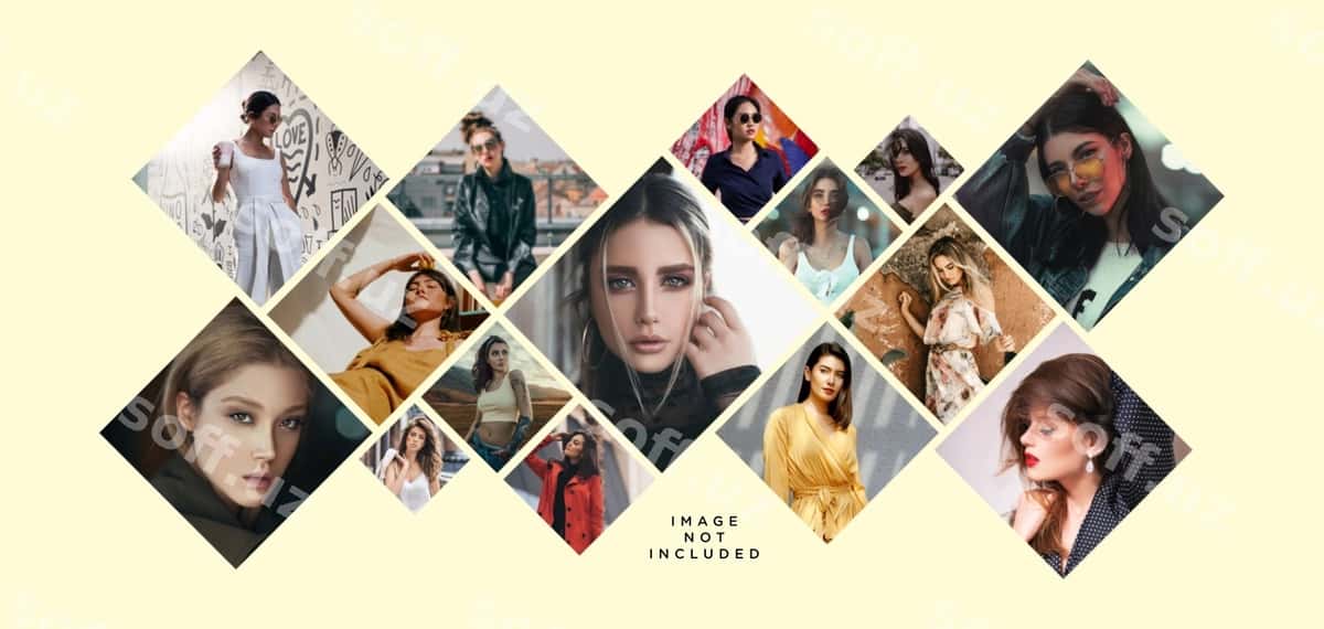 Fotosurat kolleji linta efekti mockup | Photo collage strip effect mockup 1