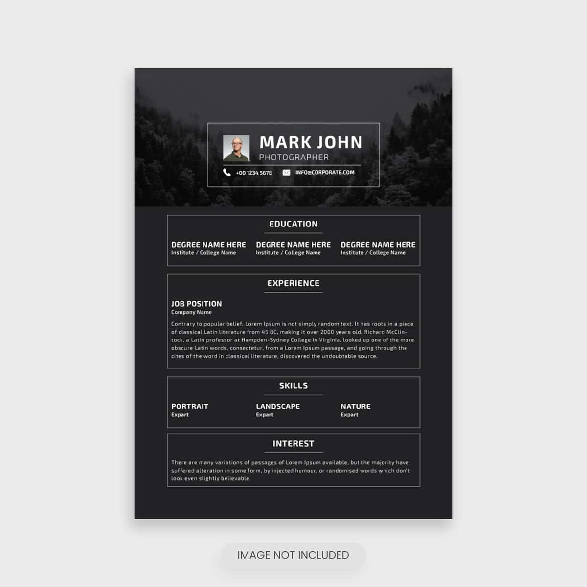 Fotosuratchi rezyume shabloni | Photographer cv resume template 1