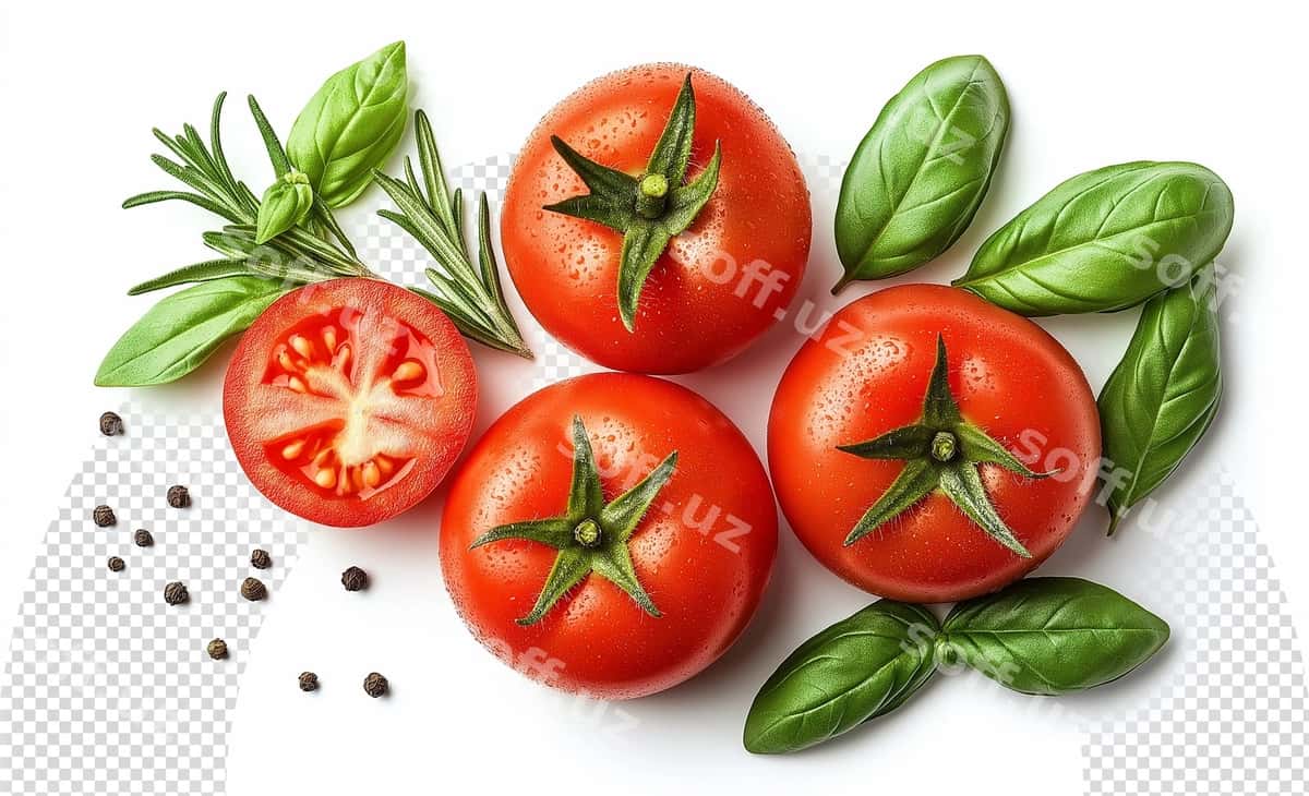Tasavvur qiling pomidoralar, pomidorlar guruh, bazil. | Picture tomatoes tomato bunch basil 1