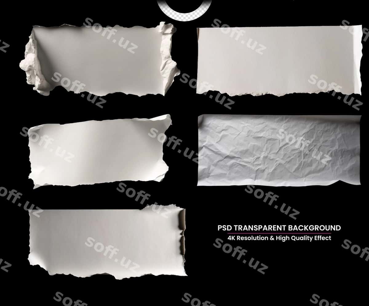 Sirilgan varaq qismlari odiy fonda | Pieces torn paper plain background 1