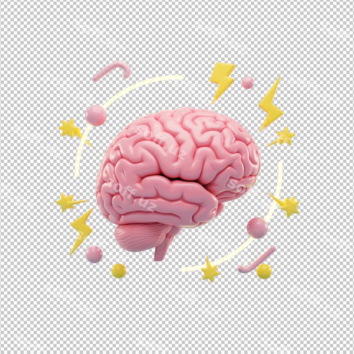 Pushti 3D miya illyustratsiyasi | Pink 3d brain illustration 1