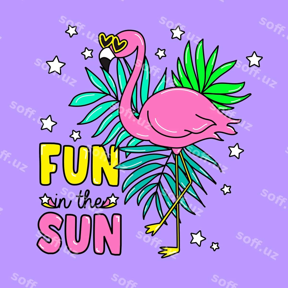 Binafsha flamingo yaproqlar bilan | Pink glamingo with leaves 1