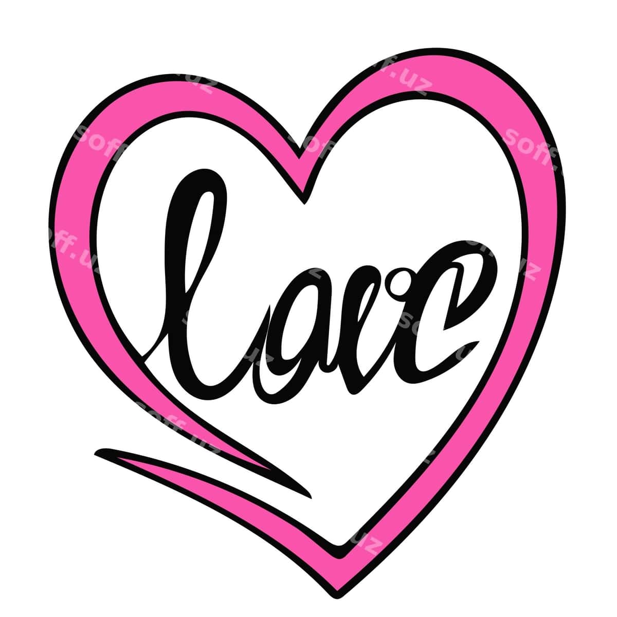 Pudra qalb ikonka qo'l yozma muhabbat bilan | Pink heart icon with hand lettering love 1
