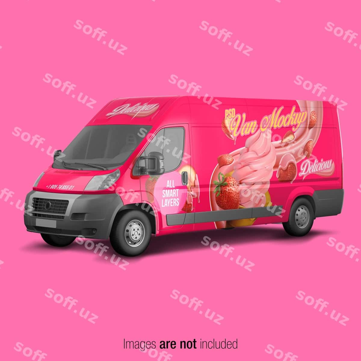 Pushti furgon namunasi | Pink van mockup 1