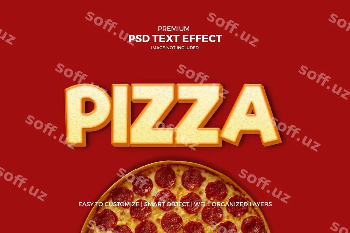 Pitsa matn effekti | Pizza text effect 1