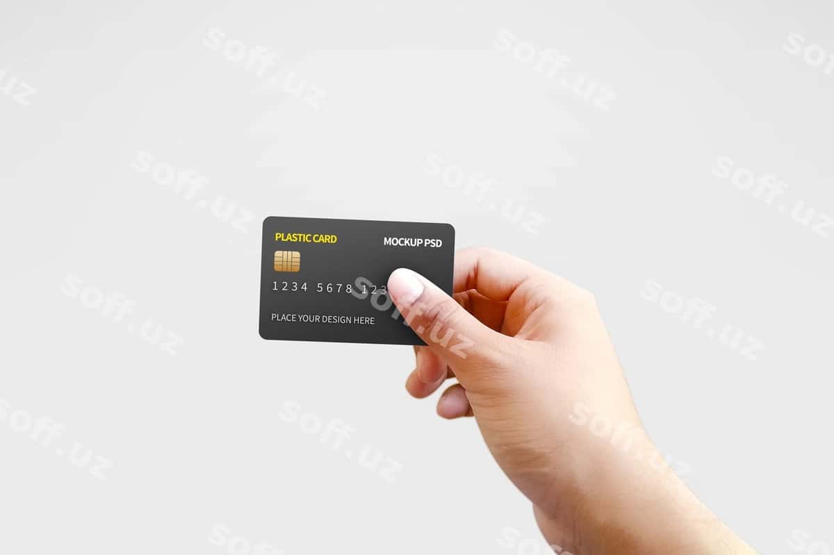 Plastik karta qo'l namunasi | Plastic card hand mockup 1