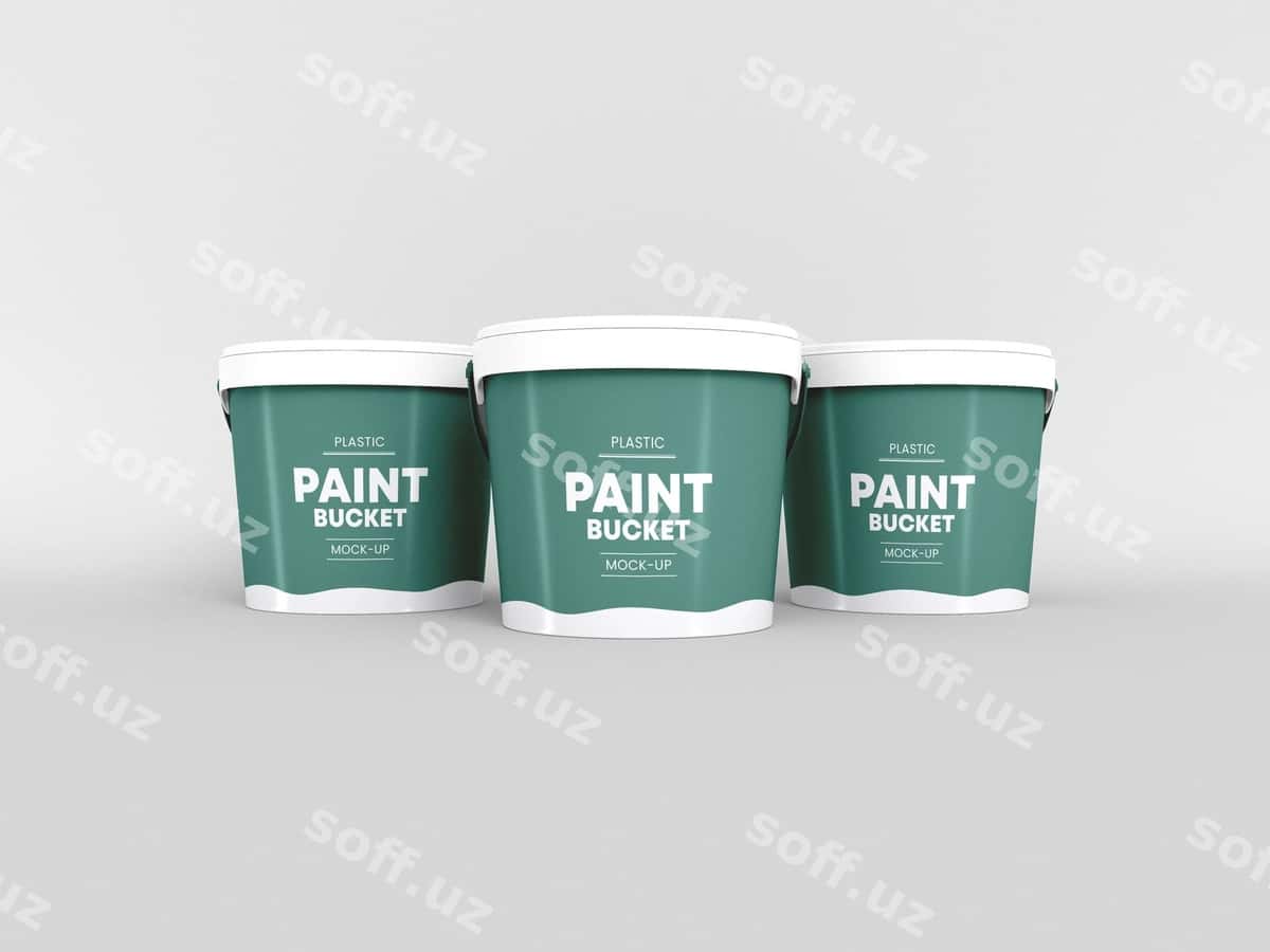 Plastik bo'yoq chelak maketi | Plastic paint bucket mockup 1