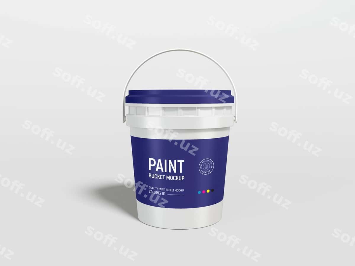 Plastik bo'yoq chelak qadoqlash maketi | Plastic paint bucket packaging mockup 1