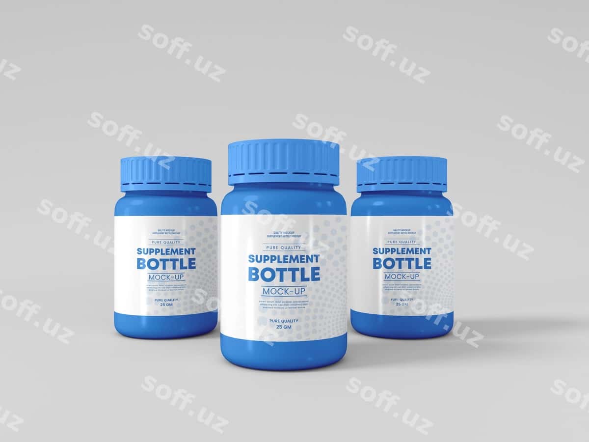 Plastik supplement shisha namunasi | Plastic supplement bottles mockup 1