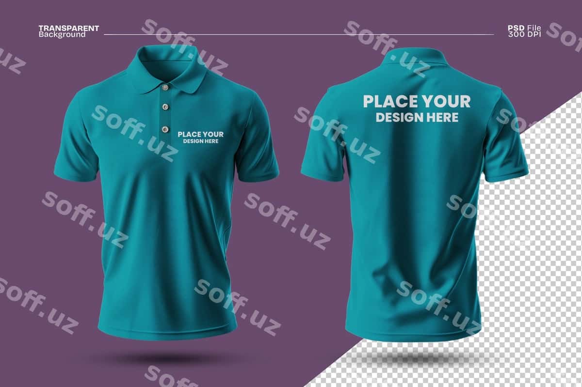 Polo futbolkasining old va orqa tomonlari maketlari | Polo shirt front back mockups 1