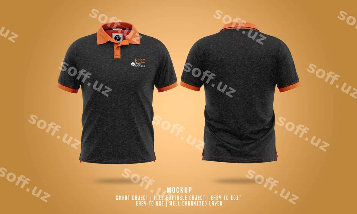 To'liq tahrirlanadigan Polo ko'ylak maketi | Polo shirt mockup full editable 1