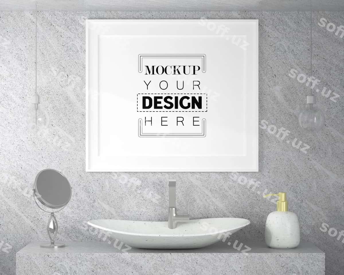 Poster ramka namunasi hammom ichkisi | Poster frame mockup bathroom interior 1