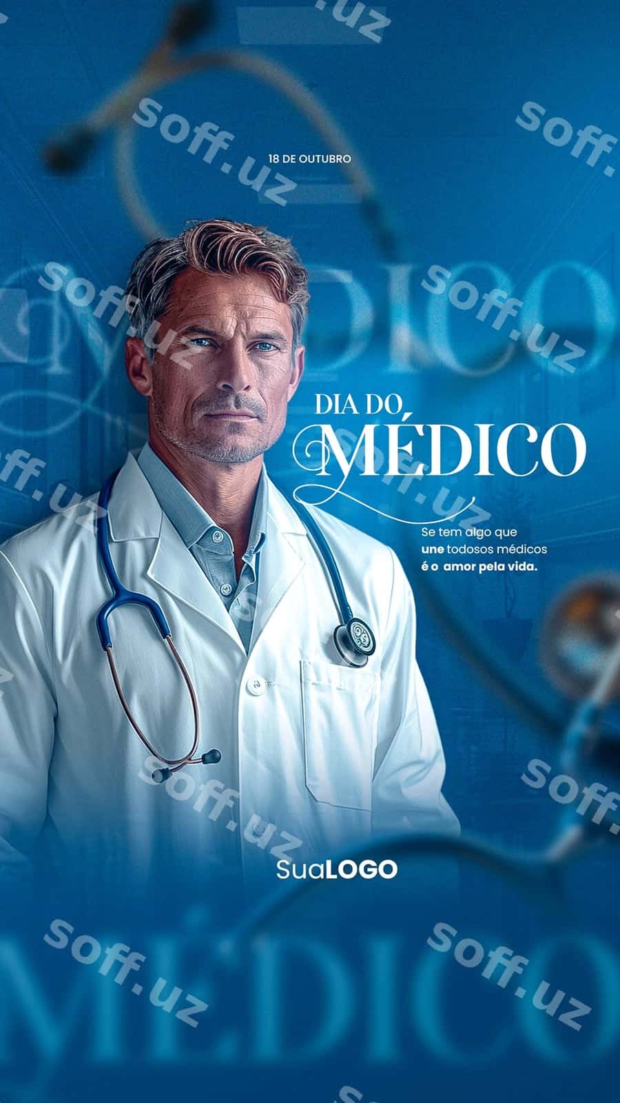 Stetoskop bilan erkak posteri | Poster man with stethoscope it 1