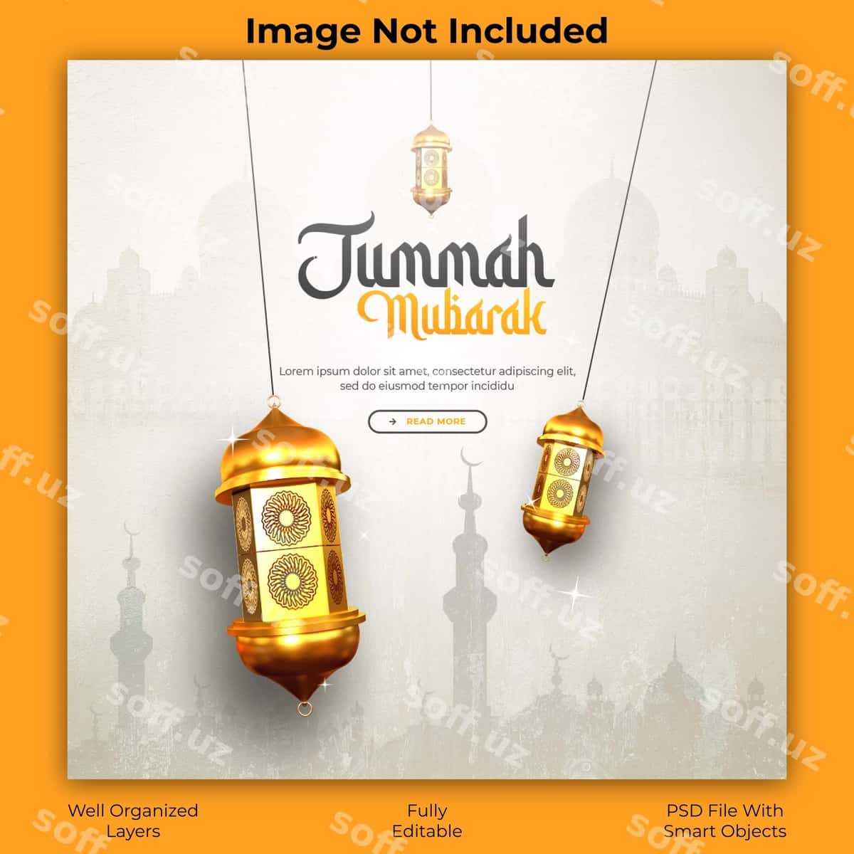 Premium psd jummah post shabloni | Premium psd jummah post template 1