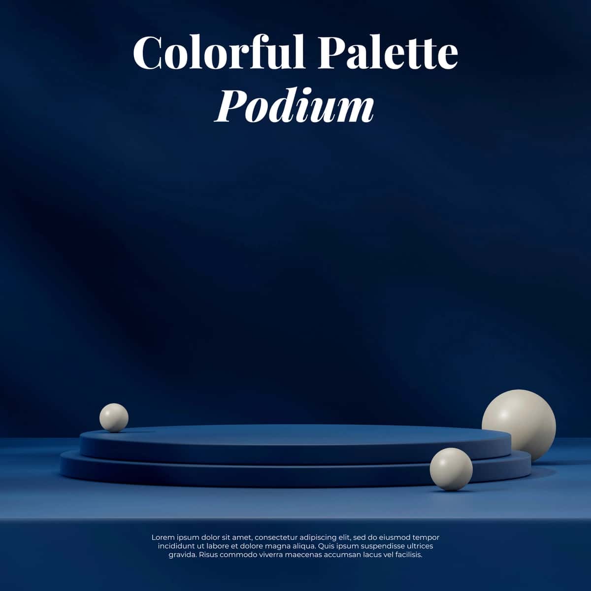 Yashil sharli 3D render maketi bilan toʻq koʻk rangli minimal podium | Dark blue scene minimal podium with green sphere 3d rendering mockup 1