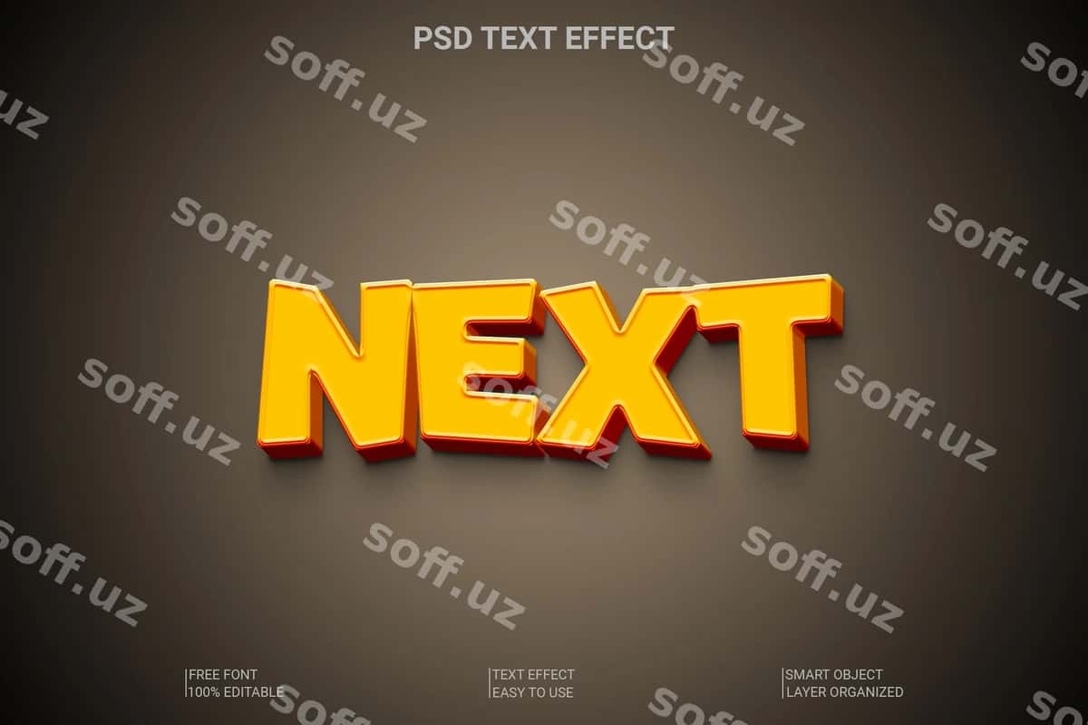 Psd 3d matn uslubi effekti | Psd 3d text style effect 1