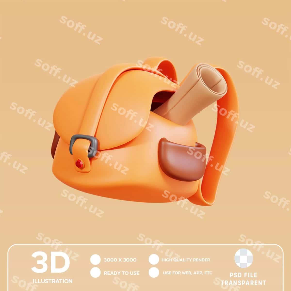 Psd rucksak 3d illustratsiya | Psd backpack 3d illustration 1