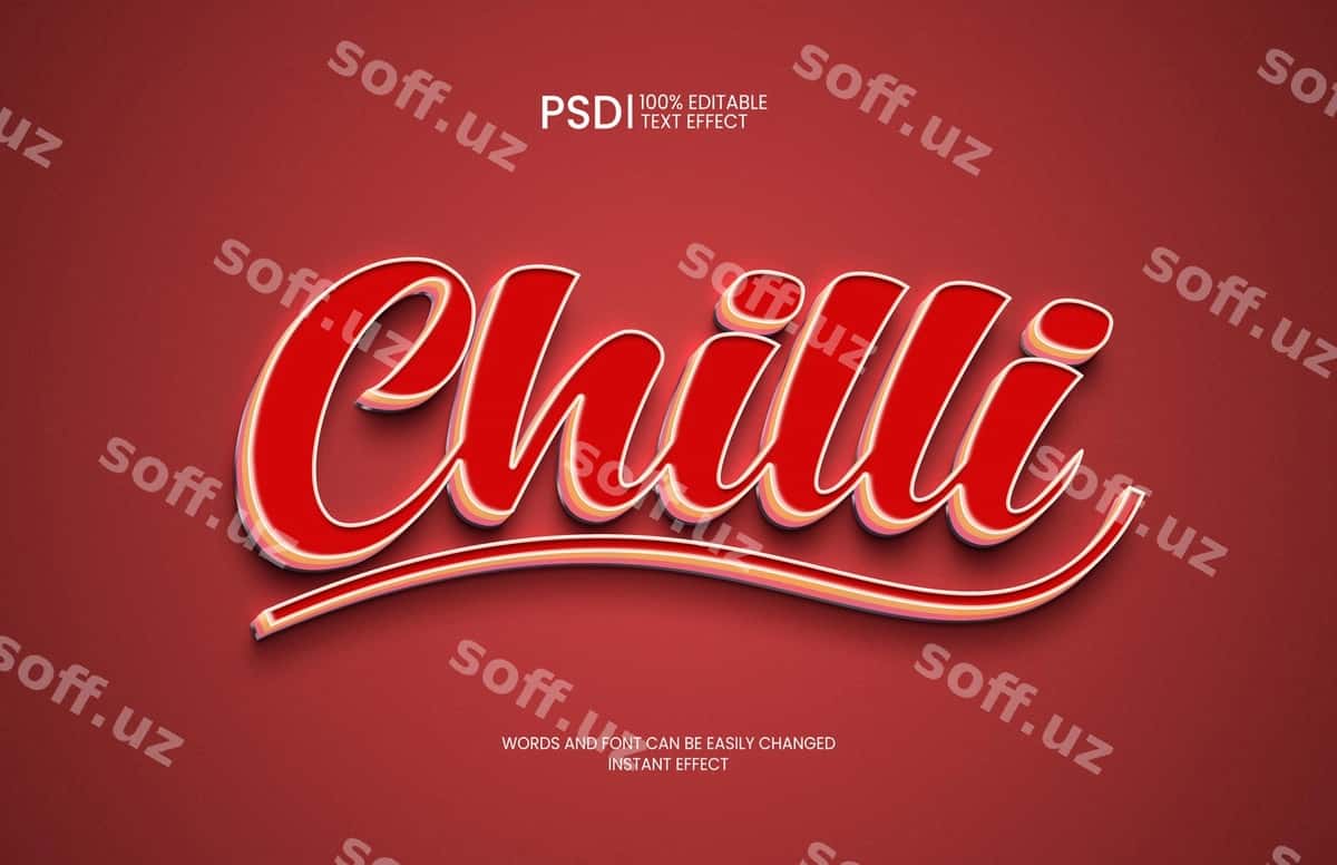 Psd tahrir qilish 3 o'lchovli matn effekti | Psd editable 3d text effect 1