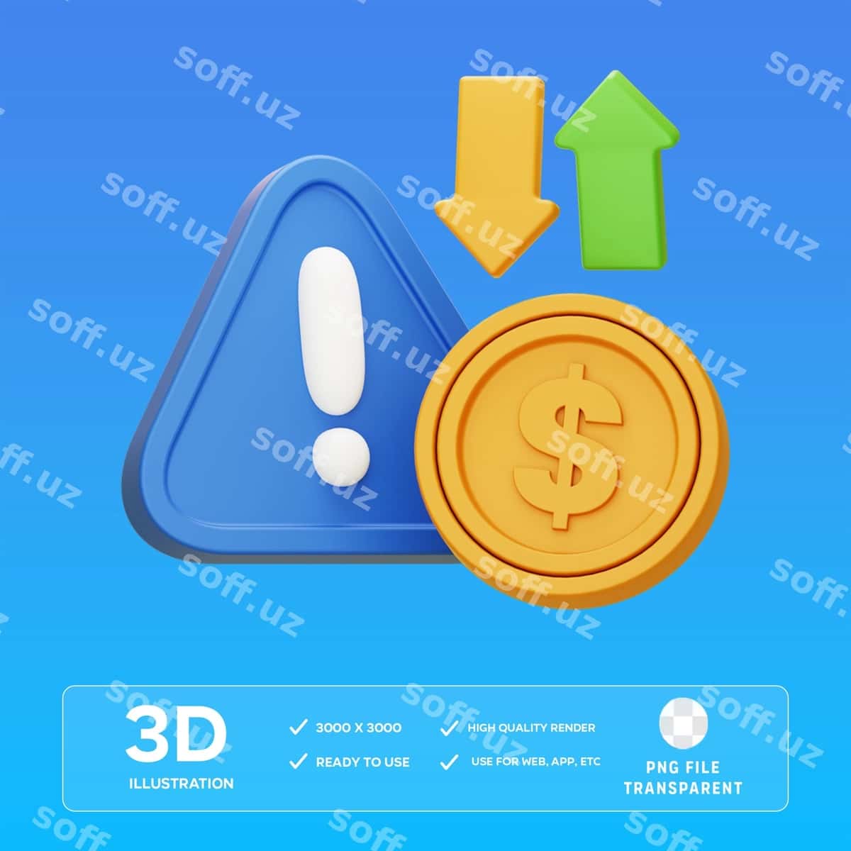 Psd sarmoya kiritish xavfi 3d illustratsiyasi | Psd investment risk 3d illustration 1
