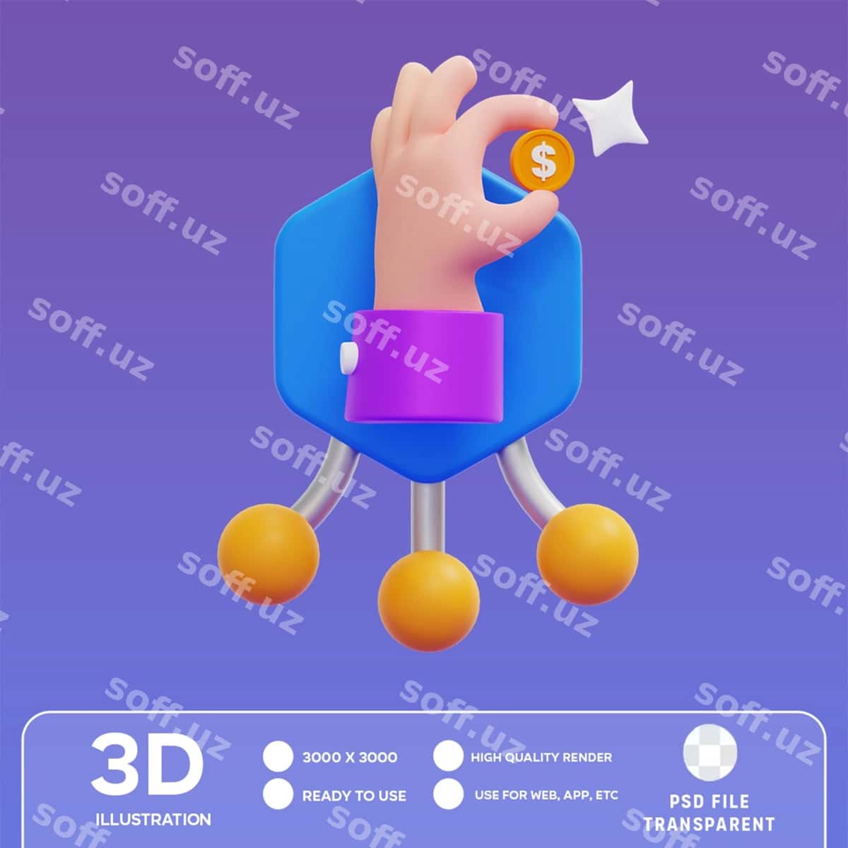 Psd mikro to'lovlar 3d illustratsiya | Psd micro payments 3d illustration 1