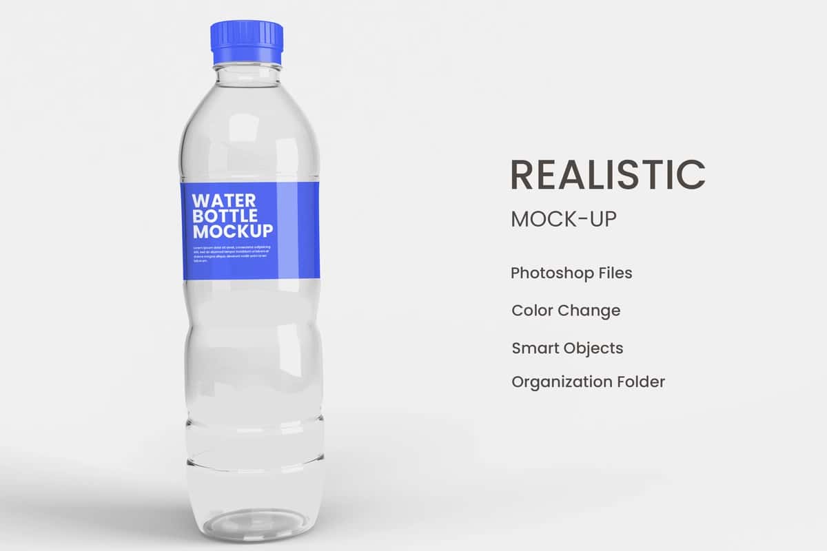 Izolyatsiya qilingan suv shishasining maketi dizayni | Water bottle mockup design isolated 1