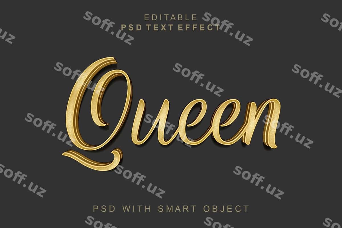 Qirosa 3D matn effekti | Queen 3d text effect 1