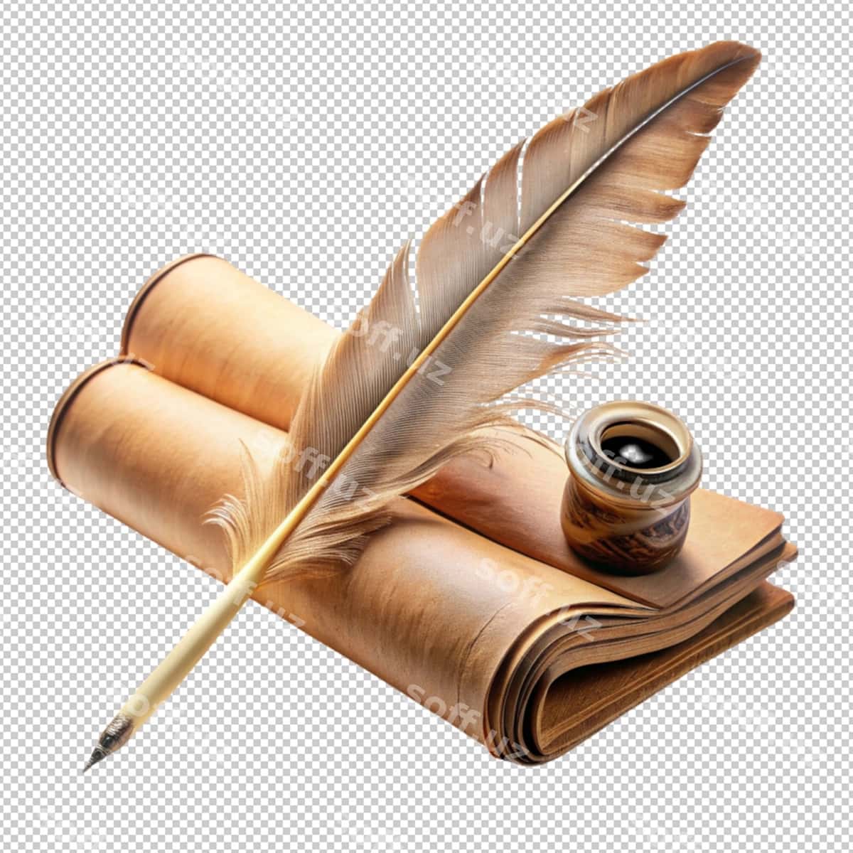 Shaffof fonda qirra manuscriptsi | Quill manuscript transparent background 1