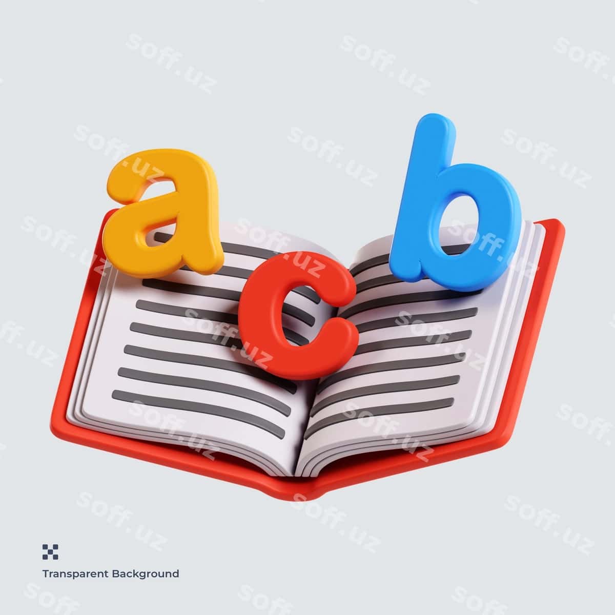 Kitob o'qish 3d illyustratsiya | Reading book 3d illustration 1