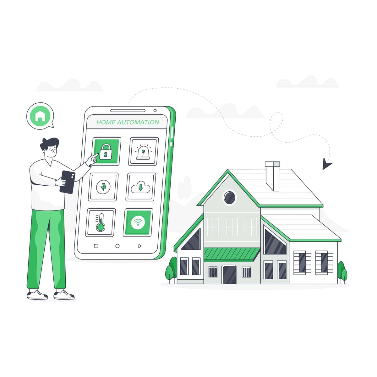 Yassi zamonaviy onlayn mulk tasviri | Flat modern online property illustration 1