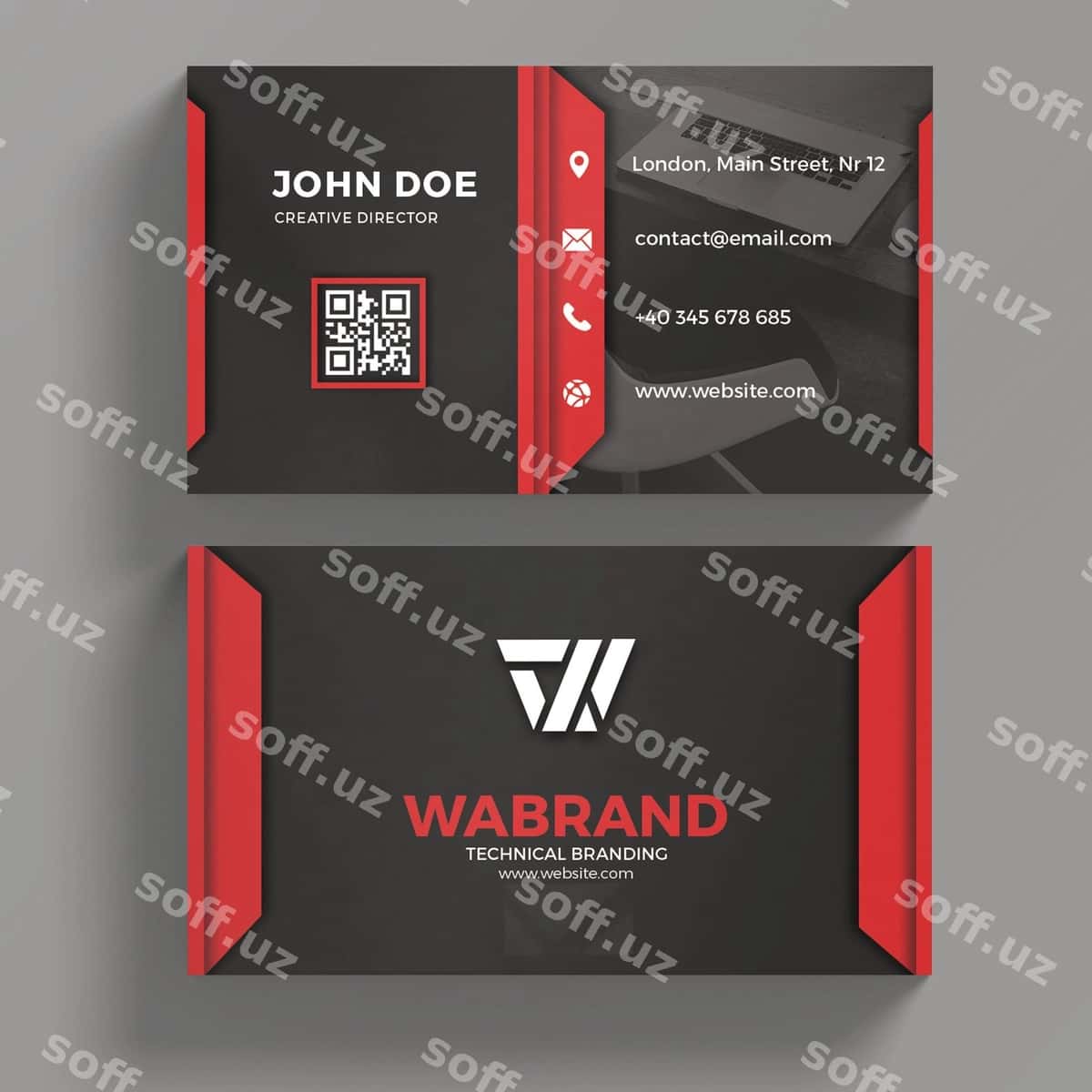 Qizil ko'k biznes vizitka | Red blue business card 1