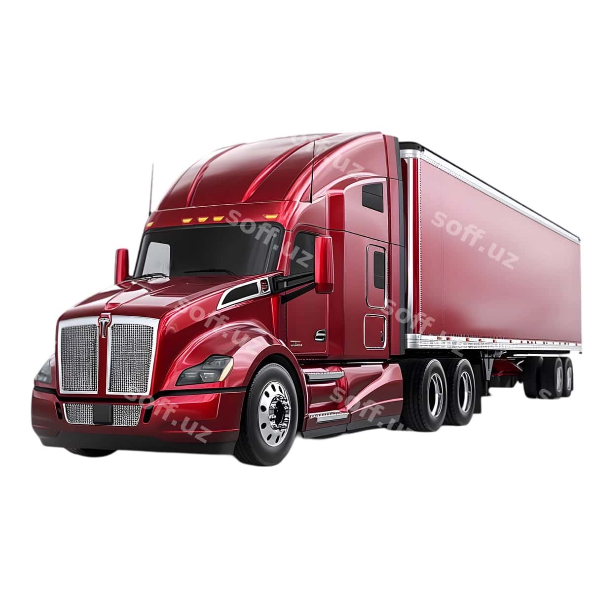 Qizil yarıma yuk avtomobili magistral yo'li | Red semi truck highway 1