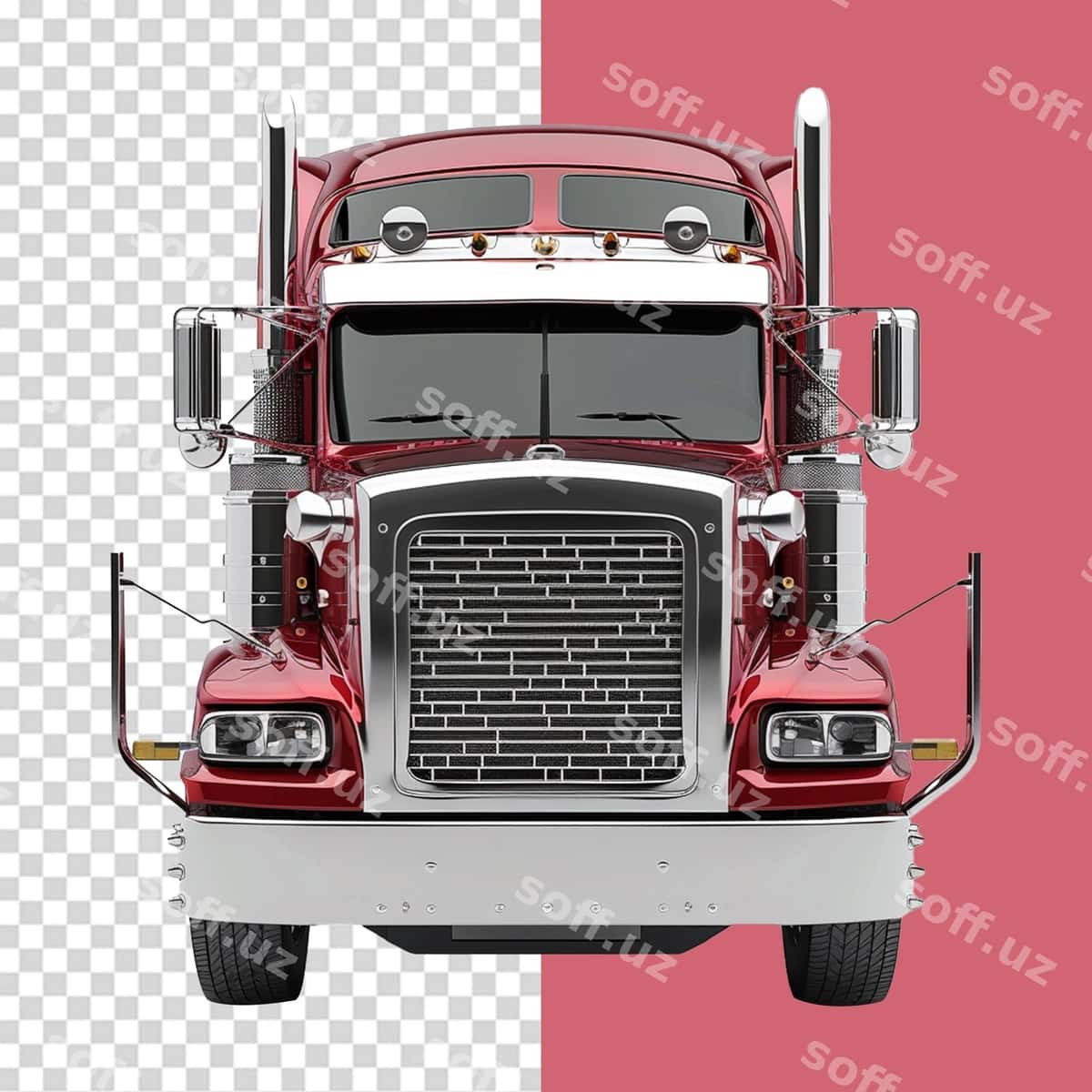 Qizil yuk mashinasi izolyatsiya qilingan shaffof fon | Red truck isolated transparent background 1