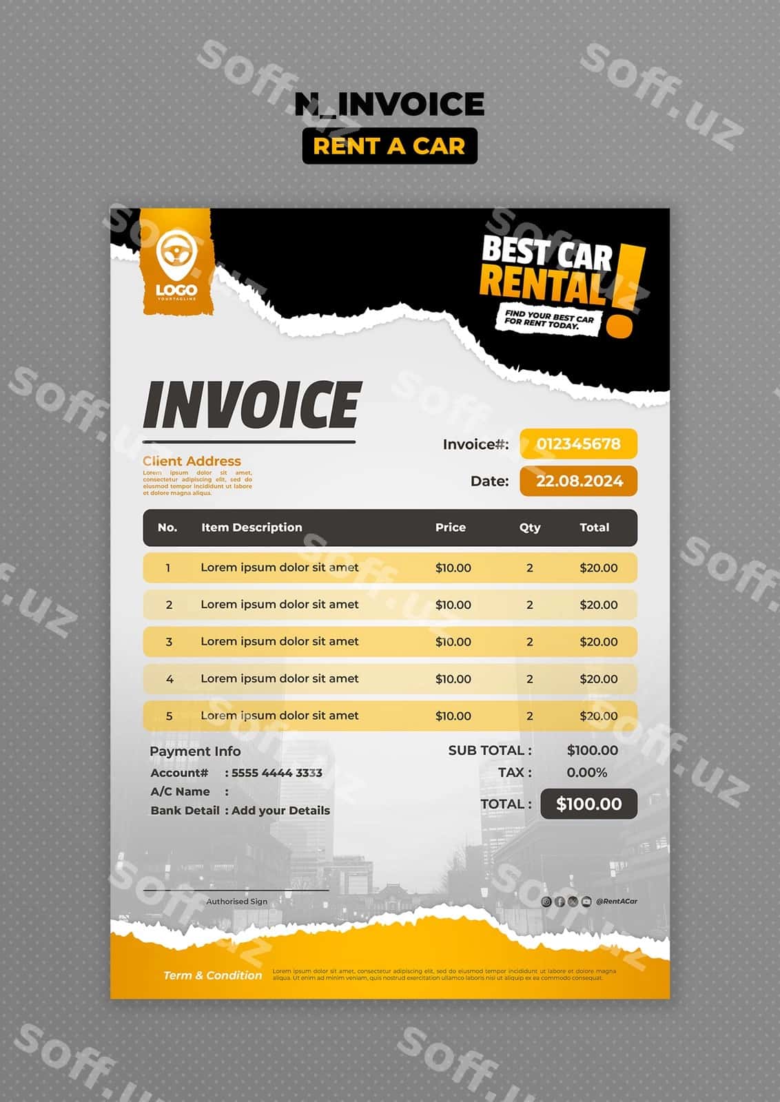 Avtomobil ijarasi shabloni dizayni | Rent car template design 1