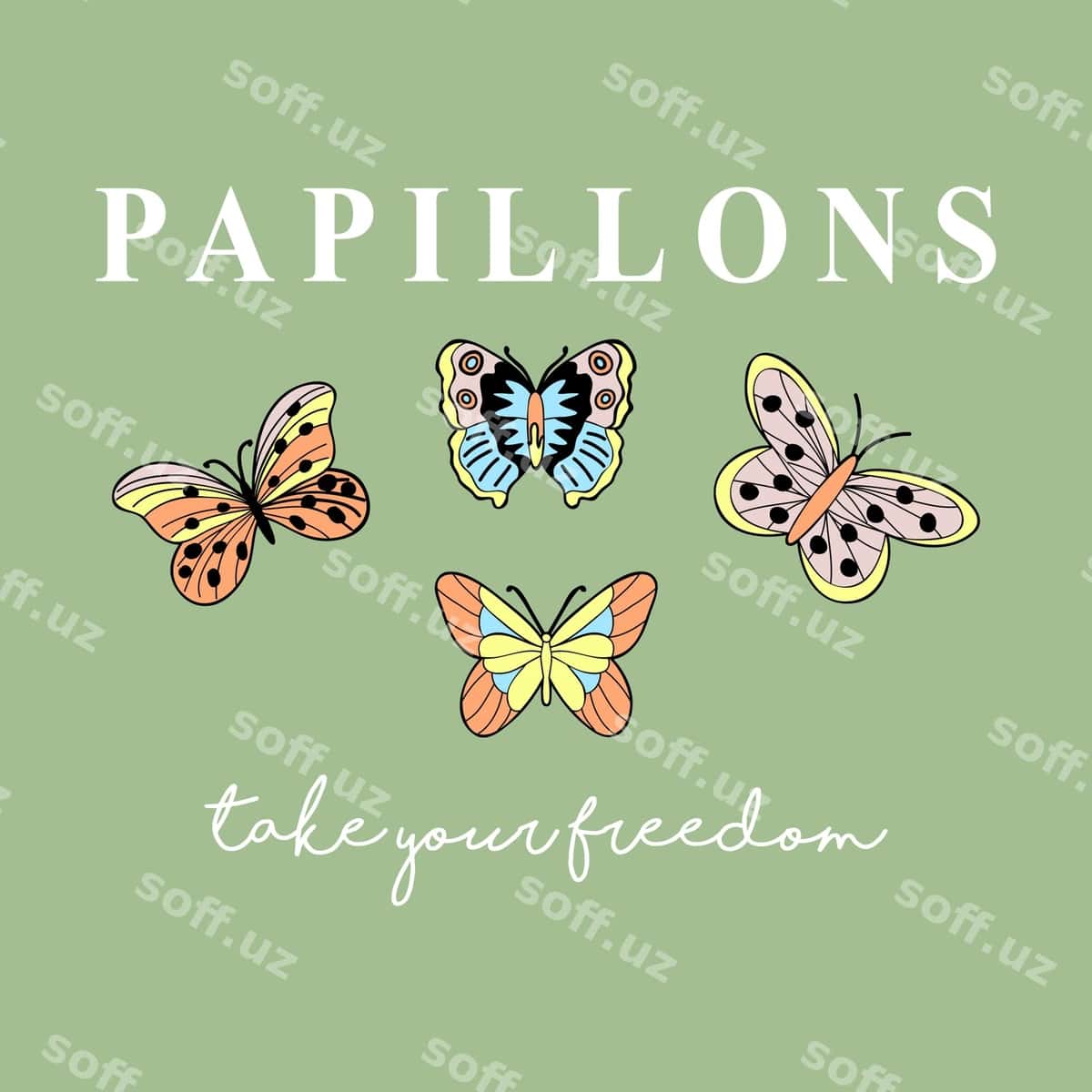 Retro pepelotlar matn bilan | Retro butterflies with text 1