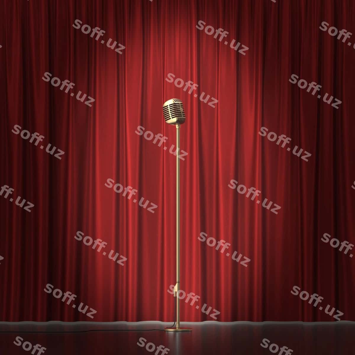 Retro oltin mikrofon qizil mato | Retro gold microphone red cloth 1