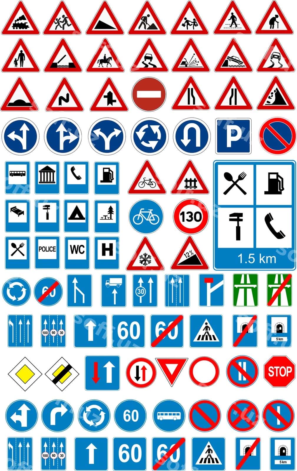 Yo'l belgasi ikonkalar, trafik belgasi | Road sign icons traffic signs 1