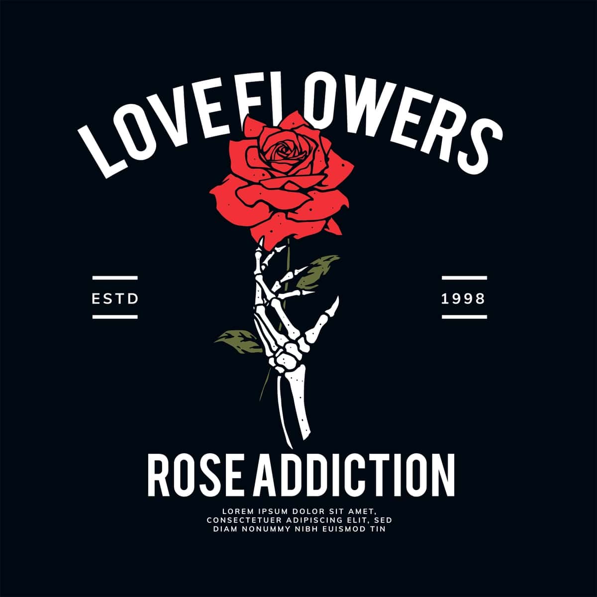 Atirgul gullari tasviri ko'cha kiyimi uslubi | Rose flower illustration streetwear style 1