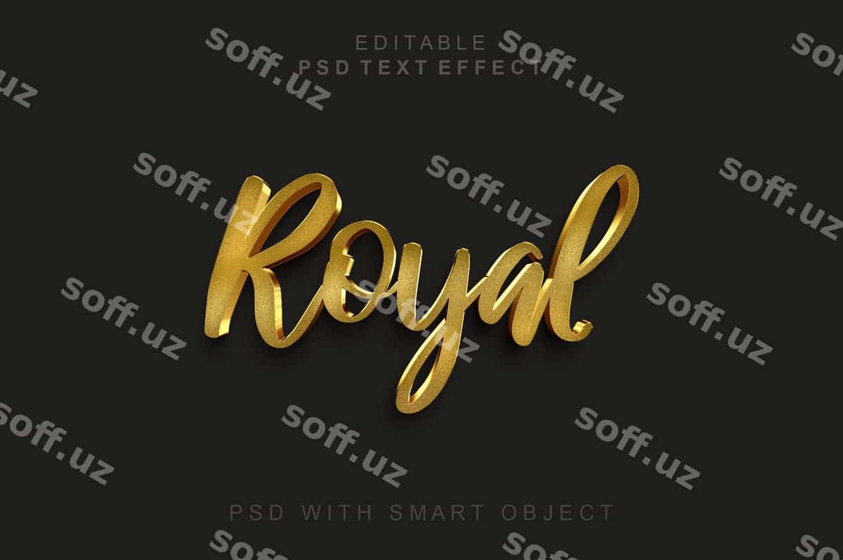 Mulkiy 3d matn effekti | Royal 3d text effect 1