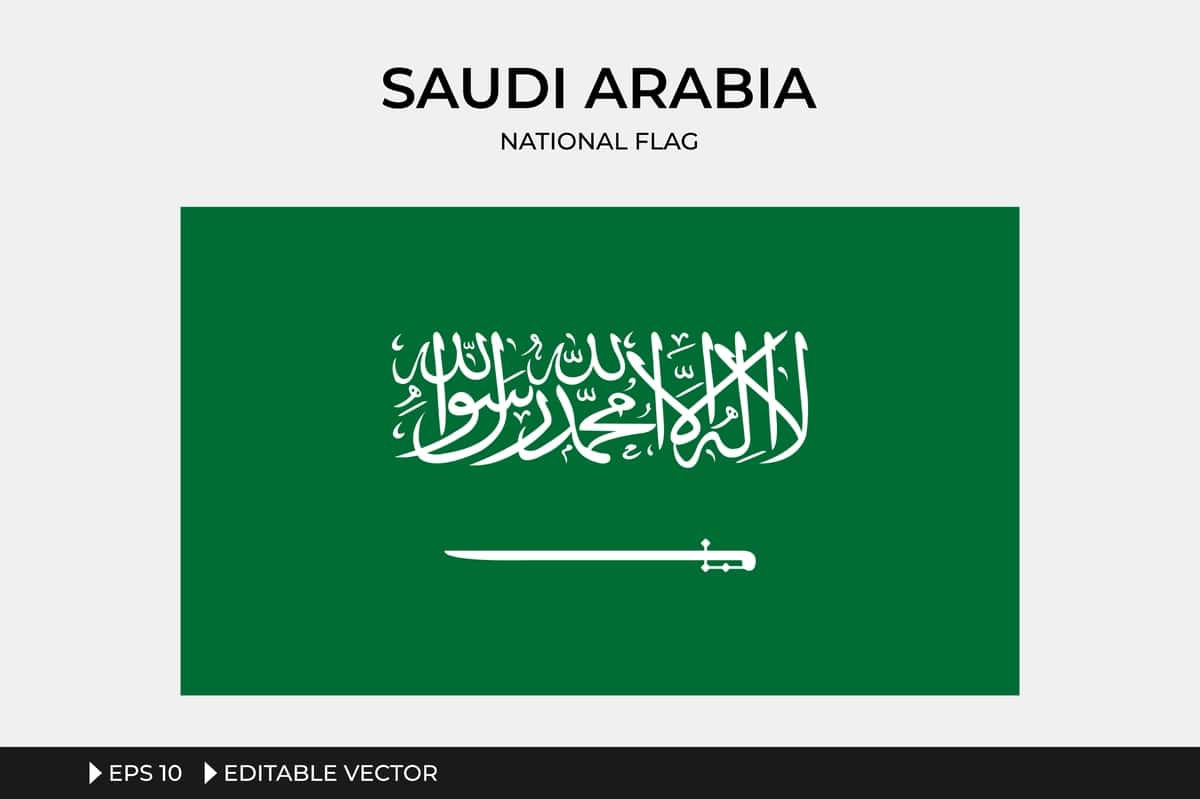 Saudiya Arabistoni milliy bayrog'i tahrirlanadigan vektor tasvirixaxaeps 10 | Saudi arabia national flag editable vector illustrationxaxaeps 10 1