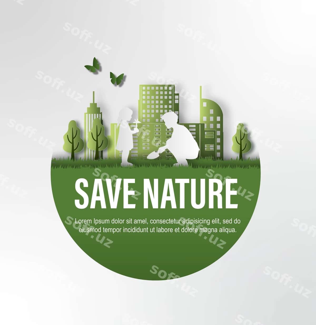 Tabiatni saqlash illustratsiyasi qog'oz san'at uslubi | Save nature illustration paper art style 1