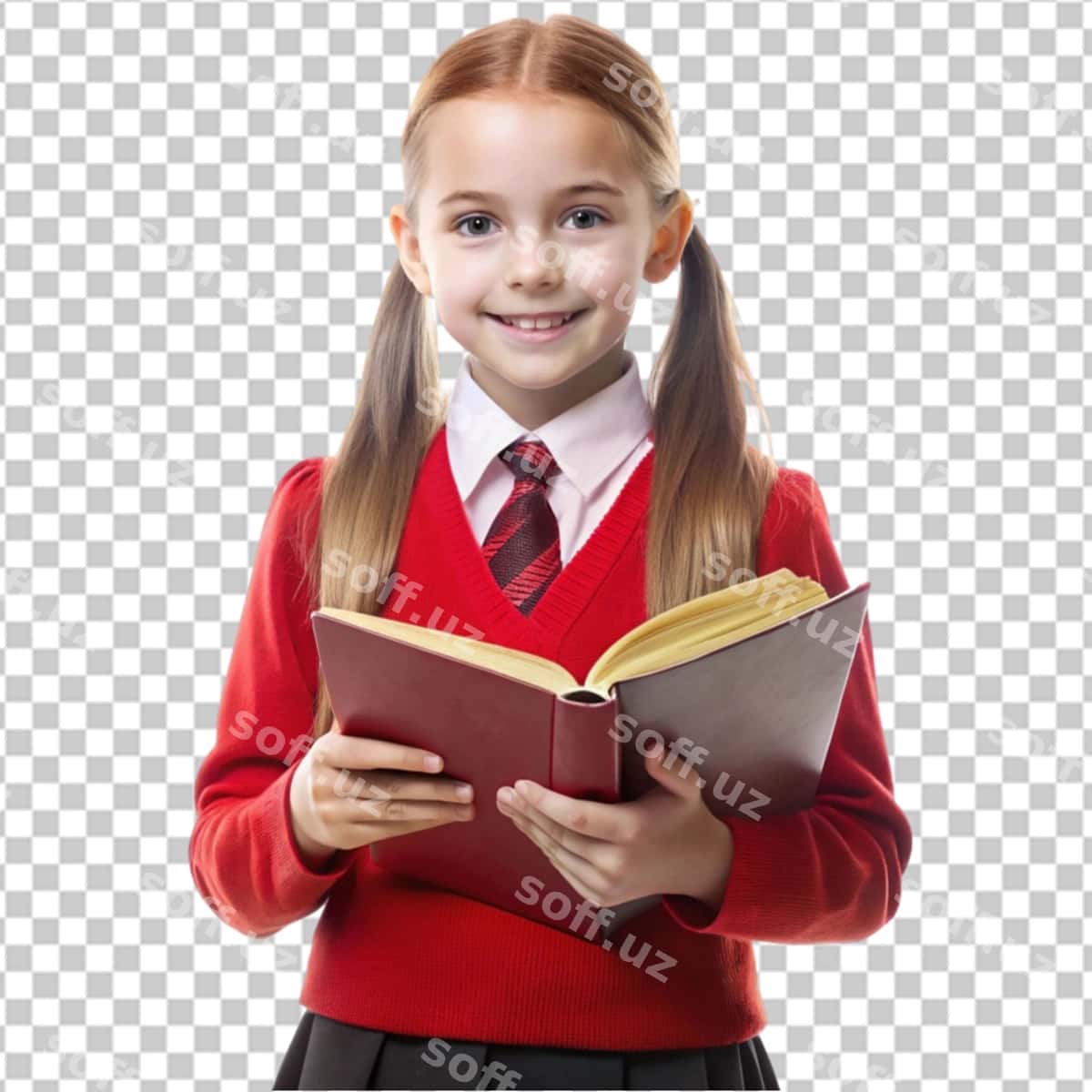Maktab qizı oq rang fon | School girl white background 1