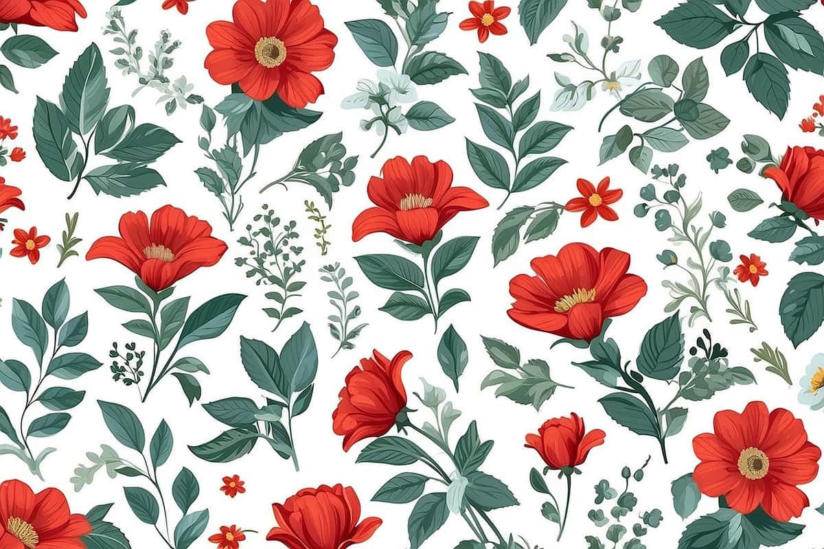 Choksiz gul naqsh oq fon | Seamless flower pattern white background 1