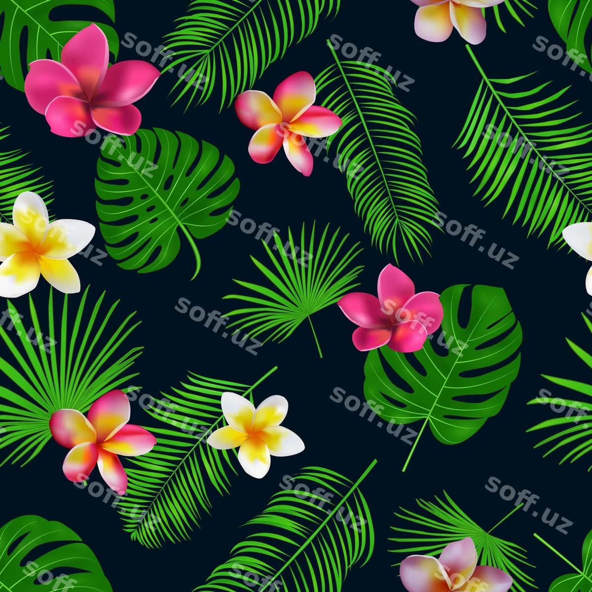 Choksiz qo'lda chizilgan tropik naqsh | Seamless hand drawn tropical pattern 1