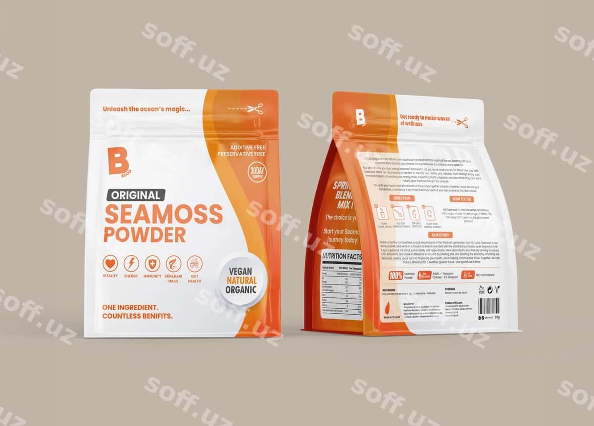 Saimoss pulveri sumkasi namunasi | Seamoss powder bag mockup 1