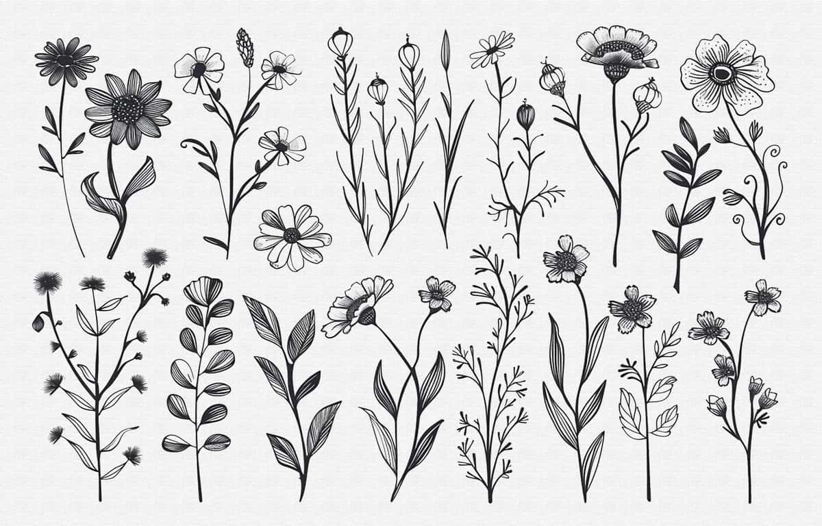 Turli xil gullar barglarini joylashtiring | Set different flowers leaves 1