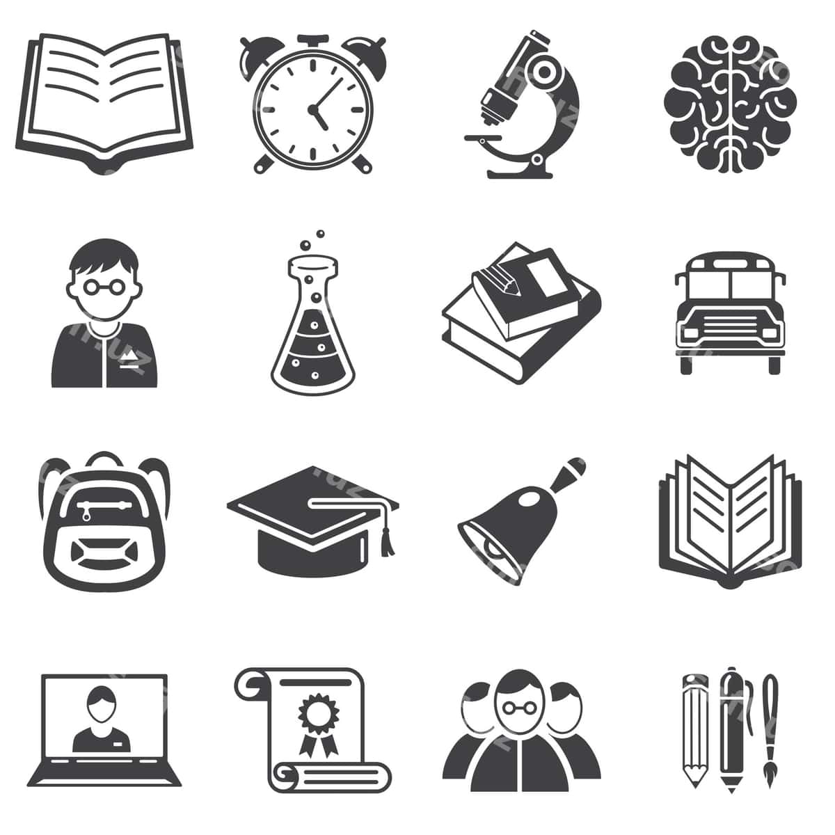 Ta'lim piktogrammalarini vektorli illyustratsiya bilan o'rnating | Set education icons vector illustration 1